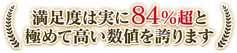 満足度は実に84％超と極めて高い数値を誇ります