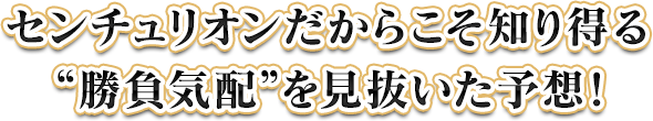 センチュリオンだからこそ知りうる勝負気配を見抜いた予想!